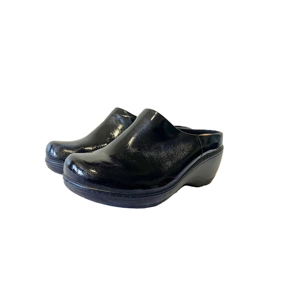 SoftWalk Black Patent Leather Comfort Clogs Womens Size 11W Wide